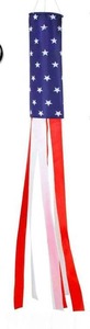 lot 1052 image: 60 Inch US Flag Windstocks with USA Garden Flag - 60 in Embroidered Stars and Stripes Patriotic for Outdoor Hanging 4th of July Decor - Retail $12