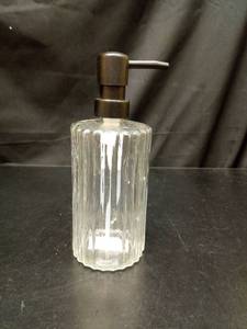 lot 1043 image: Glass Soap Dispenser Pump Bottle with Metal Nozzle - Retail $14