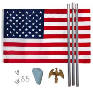 lot 1080 image: Valley Forge Flag 3x5 Repreve U.S. Flag Set with 6 Steel Flag Pole Complete Mounting Kit, F.M.A.A. Certified - Retail $20
