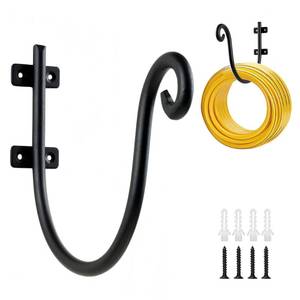 lot 1163 image: JUNSHUO Hose Holder Wall Mount ��Metal8-Inch�� Heavy-Duty Garden Hose Hanger Outdoor�� Hand-forged Hose Rack Mount (2, 4-Points) - Retail $0