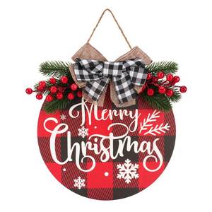 lot 1203 image: Lingtoolator VERSAINSECT Sign, Globalstore Wooden Hanging Sign Wreath for Front Door, Christmas Door Hanger Decor, Garden Sculpture Outdoor De - Retail $19