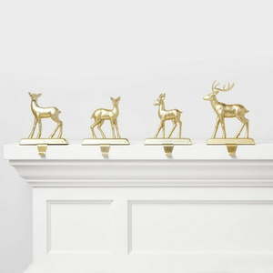 lot 1206 image: 4ct Metal Reindeer Christmas Stocking Holder Gold - Retail $30