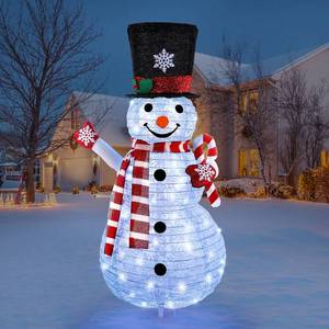 lot 1213 image: Lighted Snowman Outdoor Christmas Decorations, 42 Inch Collapsible Christmas Snowman Decor with Top Hat, Pre-Lit Light Up Xmas Outdoor Holiday Decorations for Home Indoor Outdoor Yard Decorations - Retail $70