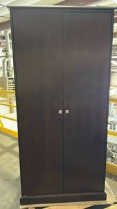 lot 16535 image: Dark Wood Storage Cabinet with Multiple Compartments