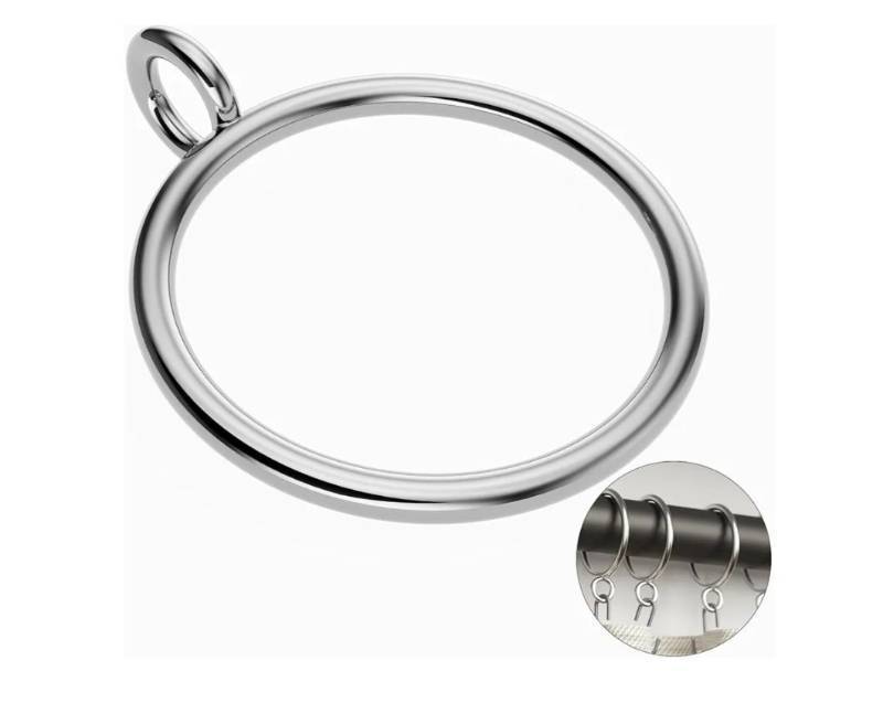 lot 16725 image: 50 Pack Silver Metal Curtain Rings with Eyelets, 1.5 inch Inner Diameter Drapery Rings Apply for Curtain Rods(Fits Up to 1 14-Inch Rod) - Retail $17