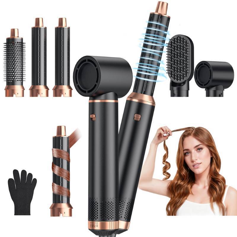 lot 16895 image: 5 in 1 Blow Dryer Brush, Upgrade Hair Dryer Brush Air Curler Air Curling Wrap Styler, Detachable Hot Air Brush Negative Ion Curling Brush Iron, Hair Styling Tools for Drying Curling Straightening - Retail $56