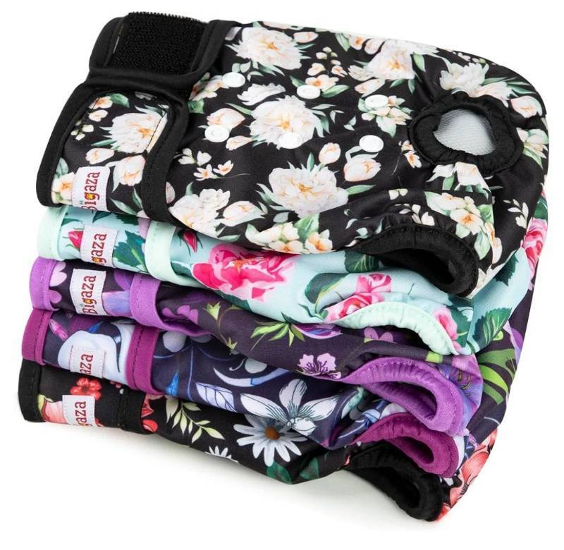 lot 16921 image: Washable Reusable Female Dog Diapers(5 Pack) Small Medium Large Doggie Puppy & Doggy Dog Diaper, Period Panties in Heat XX-Large - Retail $33