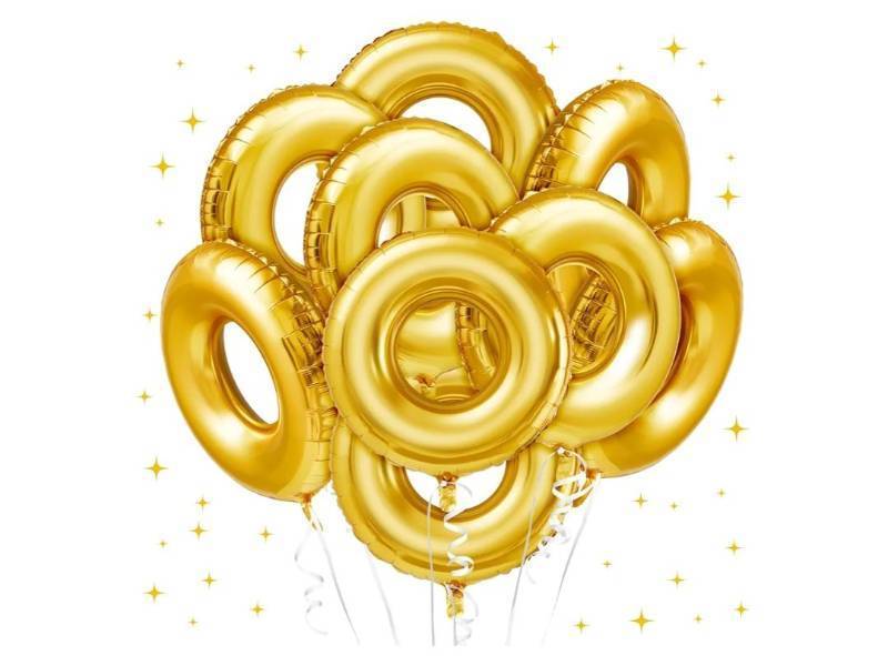 lot 16944 image: 6 Pack 28 Gold Ring Birthday Party Balloon Cartoon Characters Themed Party Decor Foil Large Balloons for Birthday Cartoon Carnival Theme Decorations - Retail $9