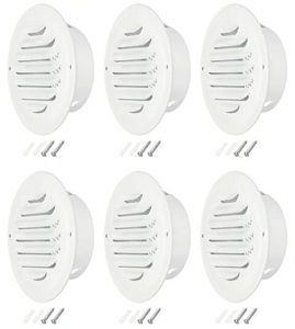 lot 58519 image: 4 Inch Round Soffit Vent, 6 Pcs Stainless Steel Wall Vent Grille Cover Exterior Exhaust Louvered Vent with Built-in Mesh for Kitchen Bathroom Garage, White - Retail $35