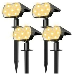 lot 58521 image: Solar Lights Outdoor Waterproof IP68, 56 LED 3 Lighting Modes Solar Powered Garden Yard Spot Solar Lights for Outside Landscape- 4 Pack (Warm White) - Retail $31