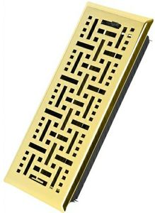lot 58524 image: Floor Register 4x10 Inches - Heavy Duty Walkable Steel Floor Vent Covers for Home Floor - Adjust Air Flow Direction Curved Safe Edges,Gold - Retail $16