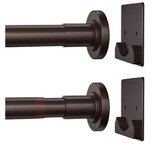 lot 58525 image: Matte Bronze Shower Curtain Rod,1 Inch Diameter Stainless Steel Adjustable Spring Tension Rods 32 to 80,with Holders,Anti-Slip,Curtain Rods No Drilling(1 Pack) - Retail $15
