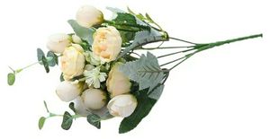 lot 58527 image: 11.8in Eucalyptus&Little Water Lily Artificial Flowers,Distinctive White Handheld Bouquet,Realistic Faux Plants Decor,Elegant Fake Flower Arrangement for Decoration(Yellow) - Retail $21