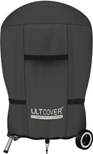lot 58528 image: Outdoor Waterproof Charcoal Kettle Grill Cover for Most 22 inch Round Smoker Size Up to 28 Dia x 35 H, Black - Retail $24
