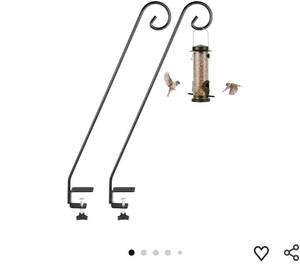 lot 58565 image: 2 Packs Heavy Duty Deck Rail Pole Deck Hook, Extensible and Adjustable Deck Hook for Hanging Bird Feeder, Plants, Suet Baskets,Wind Chimes,Lanterns - Retail $26