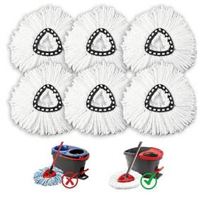 lot 58575 image: 6 Pack Mop Heads Replacements, Compatible with O Cedar Easywring 1-Tank System Easy Wrin Spin Mops, Triangle Swivel Microfiber Mops, Washable. - Retail $15