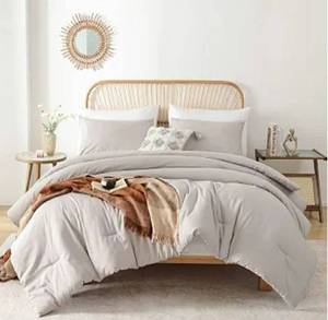 lot 58579 image: Queen Comforter Set Linen Grey, Queen Size Comforter ONLY. - Retail $36