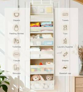lot 58581 image: Over the Door Organizer, 6-Shelf Closet Hanging Storage with 13 Mesh Pockets, 55lbs Capacity Behind the Door Storage for Baby Nursery, Bathroom, Bedroom, and Dorm. HOOKS NOT INCLUDED. - Retail $32