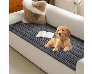 lot 58586 image: Couch Covers for 3 Cushion Sofa Pet Friendly, Couch Cover for Dogs, Sofa Covers for Pets Washable, Soft Non-Slip Sofa Slipcovers Furniture Protector Covers, Dark Grey, 27.6 x 70.9 - Retail $40