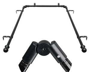 lot 58590 image: Bay Window Curtain Rods, U shaped Adjustable Curved Curtain Rods for Windows 59 to 184 Inches, Black 1 inch Renter Friendly Heavy Duty Curtain Rods with Brackets for Bedroom, Living Room Curtains. - Retail $28