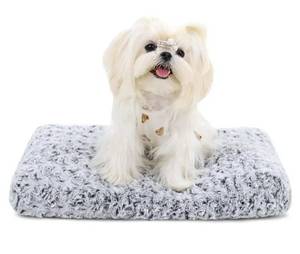 lot 58594 image: Washable Dog Bed Deluxe Plush Dog Crate Beds Comfy Kennel Pad Anti-Slip Pet Sleeping Mat for Large, Jumbo, Medium, Small Dogs Breeds, 17 x 12, Gray - Retail $20