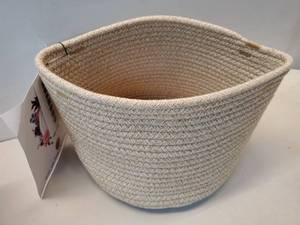 lot 58605 image: Rope storage Basket Bin Woven Basket for Organizing Shelves Rectangle Decorative Basket For storage Clothes Toys Books Towels Nursery basket organizer Oatmeal - Retail $30