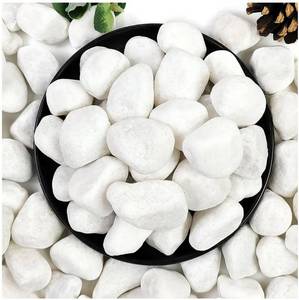 lot 58611 image: 5lb White Pebbles for Indoor Plants, 1-2 Inch Natural River Rocks, Snow White Decorative Stones, Ideal for Fish Tank, Vases, Crafting, Home Decor and Garden Landscaping Rocks - Retail $15