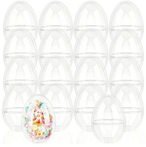 lot 58626 image: 18 Pcs 3.15 Inch 3.5 Inch 5 Inch Large Clear Plastic Easter Eggs Bulk Jumbo Fillable Plastic Transparent Easter Plastic Eggs for Easter Hunt Party Use (Clear ( 5 Inch ) - Retail $19
