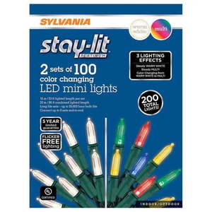 lot 20160 image: Sylvania Stay Lit IndoorOutdoor 33 ft Plug-in Color Changing LED Light Ropes (4 Pack) - No Colored Lights Included