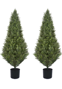 lot 20177 image: 2 Pack 4ft Artificial Cedar Topiary Trees 48in UV Rated Potted Fake Cypress Trees Fake Cypress Pine Tree Heavy Duty Fake Plants Tree Artificial Shrubs Outdoor Indoor Decor