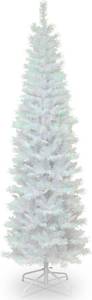 lot 20188 image: National Tree Company Artificial Christmas Tree, White Tinsel, Includes Stand, 7 feet