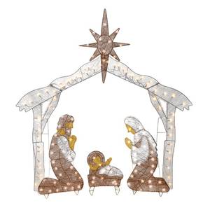 lot 20196 image: National Tree Company Pre-lit Artificial Christmas D�cor - Includes Pre-strung White Mini White LED Lights and Ground Stakes - Crystal Holy Family Nativity - 4.5 ft