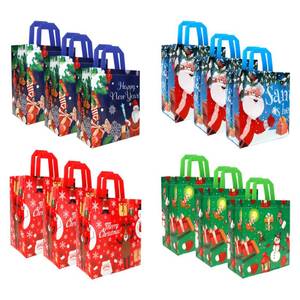 lot 20202 image: Christmas Gift Bags Reusable Non-Woven Treat Bags with Handles 12 PCS Christmas Tote Bags Cute Candy Goodie Gift Bags Chrismas Bags for Wrapping Shopping Xmas Chrismas Party Favors, 9 8.6 4.3 Inch