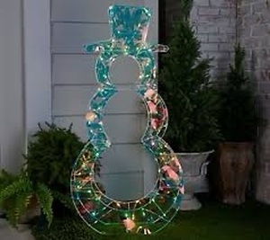 lot 20218 image: Bethlehem Lights Grand Radiance 48 Fold Flat Iridescent Snowman