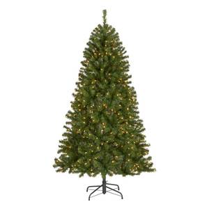 lot 20224 image: National Tree Company 6.5 ft Pre-Lit North Valley Spruce Artificial Christmas Tree, 450 Clear Lights, 816 Tips, Includes Stand, Green
