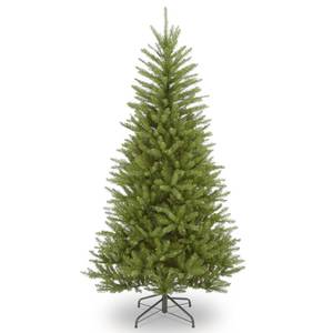 lot 20228 image: National Tree Company 6.5 ft Unlit Dunhill Fir Slim Artificial Christmas Tree, 1,184 Tips, Includes Stand, Green