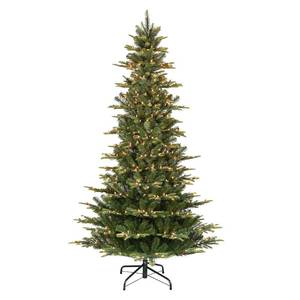 lot 20235 image: Puleo International 7.5ft Pre-Lit Slim Aspen Fir Artificial Christmas Tree with 450 LED Warm White Lights, 1016 Realistic Dense Branch Tips, Easy Setup Artificial Trees with Sturdy Metal Stand