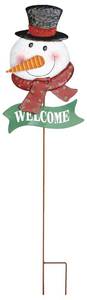 lot 21122 image: Worth Imports 37 Metal Snowman Stake, White, Red, Black, Orange, Green