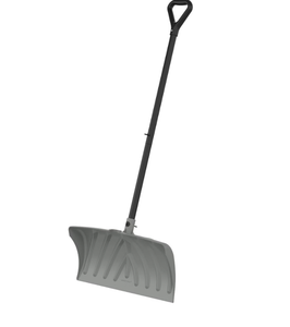 lot 21124 image: Suncast 24 Steel Core Snow Pusher with Curved Resin Blade, D-Grip Handle, Steel Shaft, Heavy-Duty Snow Removal Tool for Effortless Clearing, Made in the USA - Retail $0