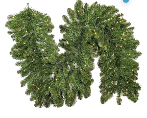 lot 21126 image: Vickerman 9 Oregon Fir Artificial Christmas Garland, Warm White Single Mold LED Wide Angle Lights - Faux Fir Christmas Garland - Indoor or Outdoor Garland - Retail $0