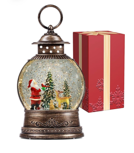 lot 21145 image: Christmas Snow Globes, Lighted Decorations Musical Snow Globes Lantern, Santa Christmas Decoration Indoor Home Decor & Gift, 6H Timer, USBBattery Operated, - Retail $0