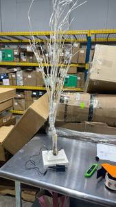 lot 21151 image: 144 LED Artificial Lamp with Timer, DIY Birch Tree with Lights, USBBattery Powered, Fairy Light Spirit Tree for Table Home Wedding Bedroom Christmas (Warm White - Retail $0