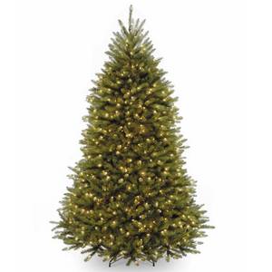 lot 21161 image: National Tree Company 7.5 ft Pre-Lit Dunhill Fir Artificial Christmas Tree, 600 Warm White LED Lights, 2,189 Tips, Includes Stand, Green