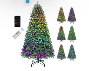 lot 60206 image: YITAHOME 7.5FT Prelit Christmas Tree with RGB Lights & Remote, Artificial Hinged Color Changing Christmas Tree with 400 Multi-Color Lights & 3 Timers for Home, Office, Party Decoration