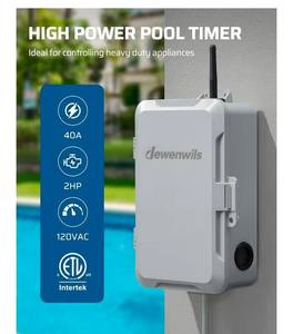 lot 533 image: DEWENWILS Pool Pump Timer, Heavy Duty Outdoor WiFi Timer Box, 40A 120VAC 2HP, Work with Smart Life, Alexa, Google Assistant, Easy Wiring for Pool, Water Heater, ETL Listed - Retail $47