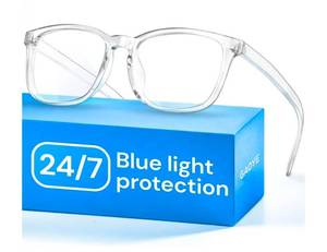 lot 546 image: Gaoye Transparent, Clear Blue Light Glasses for Computer & Gaming - Anti UV Ray Lenses, Scratch-Resistant & Comfort Fit - Retail $0