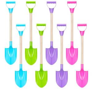 lot 550 image: Honoson 8 Pcs Kids Beach Shovels 22 Long Snow Shovel Sand Spades Toys Plastic Scoop with Wooden Handle for Digging Shoveling Snow Sandbox Outdoor Yard Backyard Garden Activities(Macaron Colors) - Retail $30