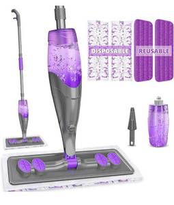 lot 566 image: Spray Mops for Floor Cleaning - Wet Dry Mops with 2 Washable  2 Disposable Pads for Swiffer Powermop - Refillable Bottle for Hardwood Tile Home Kitchen - Absorbs Pet Hair Dust Stains - Retail $0