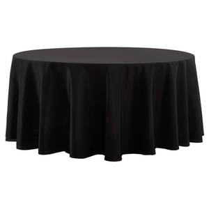 lot 581 image: Aocoz Round Tablecloth 120 Inch 1 Pack Black Tablecloths Washable Decorative Linen Polyester Table Clothes Cover for Dining Table Banquets Buffet Parties and Wedding - Retail $17
