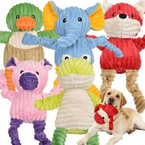 lot 587 image: MISSING ELEPHANT LECHONG 4 Pack Tough Dog Toys Stuffed Squeaky Dog Toys Assortment Plush Animal Dog Toy Value Bundle Puppy Pet Dog Toys for Small Medium Large Dogs - Retail $23